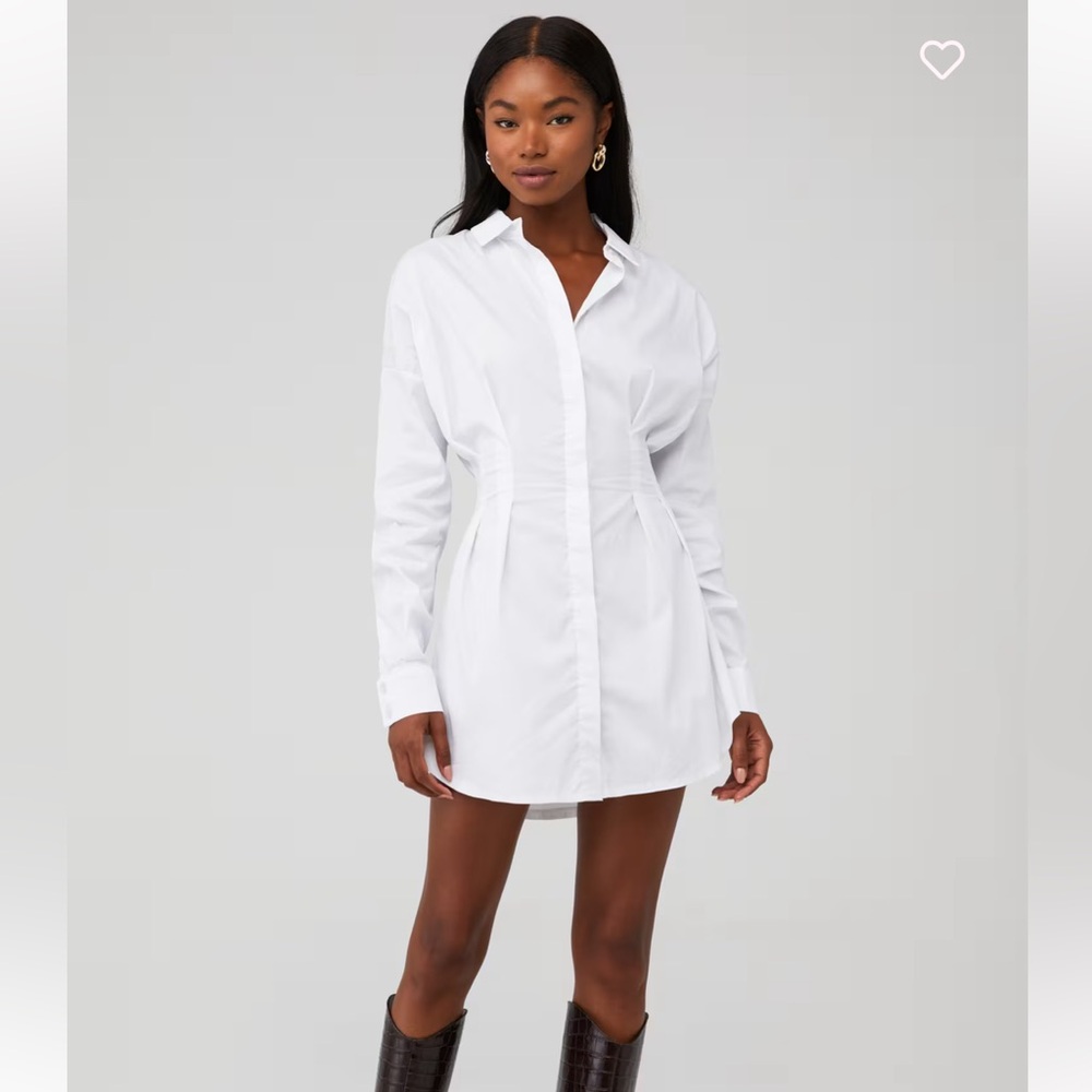 OW Collection Ella White Mini Shirt Dress